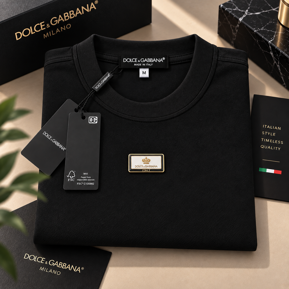 Dolce & Gabbana Logo Plaque T-Shirt – Μαύρο