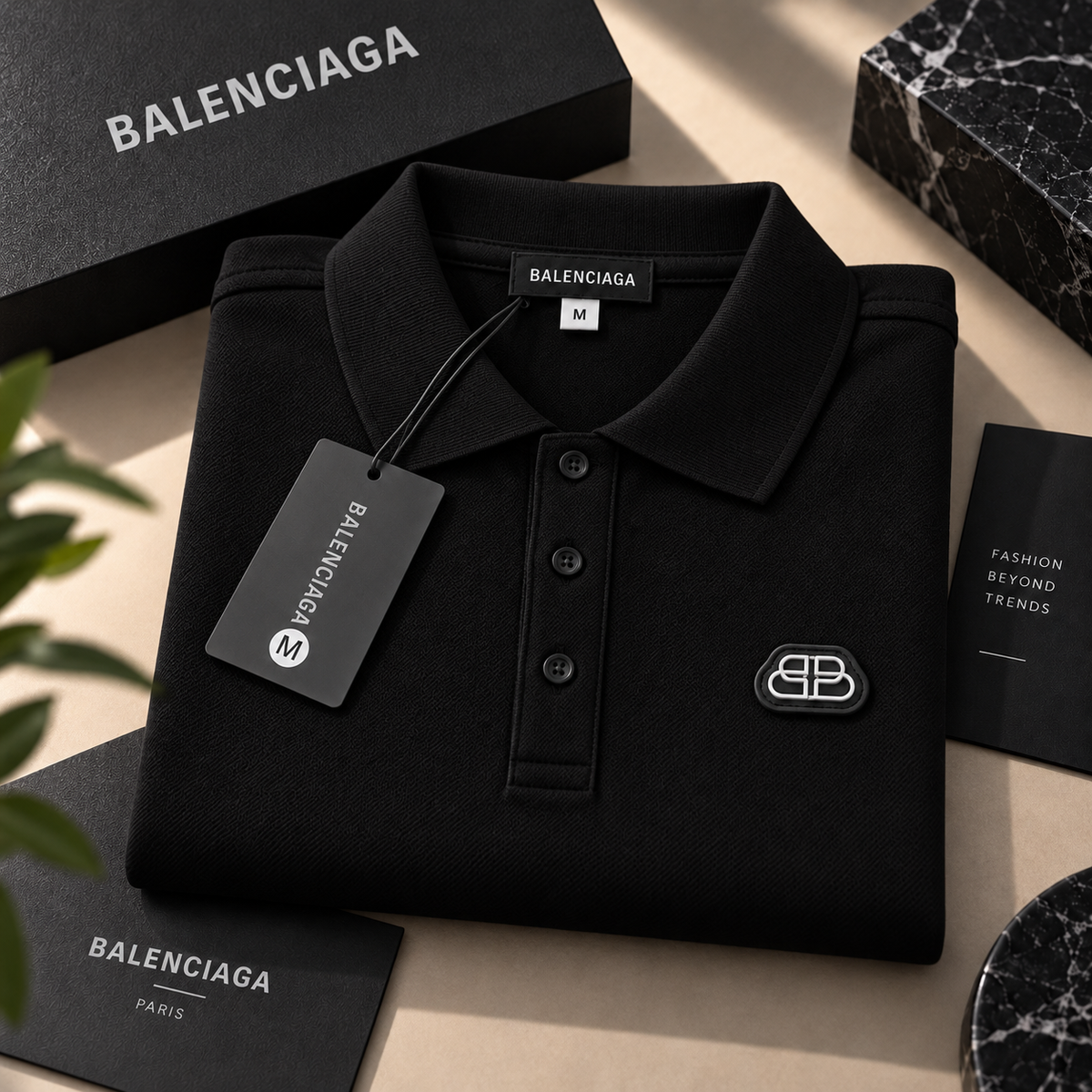 Balenciaga Ανδρική Polo Μπλούζα – Μαύρο