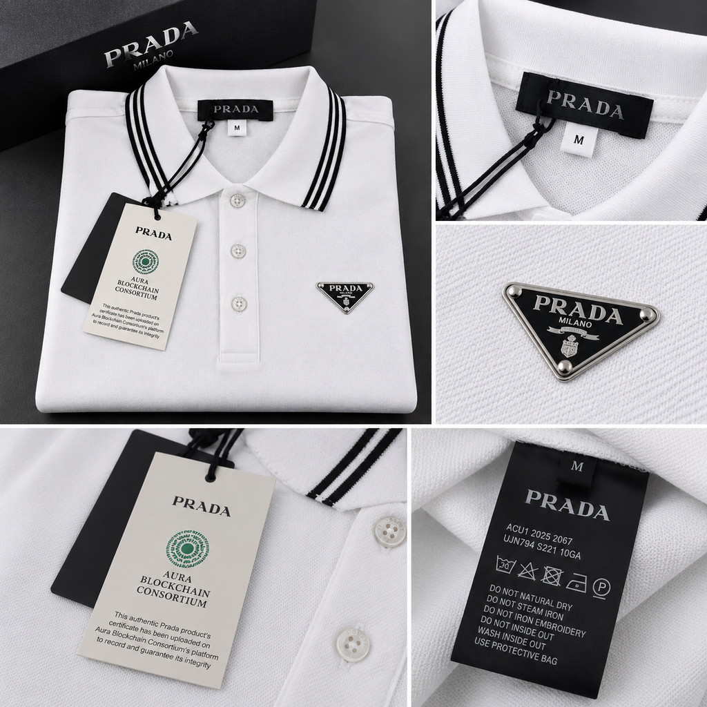 Prada Milano Ανδρική Polo Μπλούζα – Λευκή
