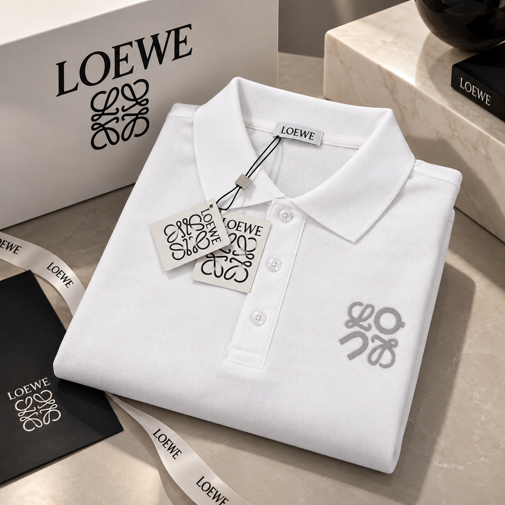 Loewe Ανδρική Polo Μπλούζα – Λευκή με Logo