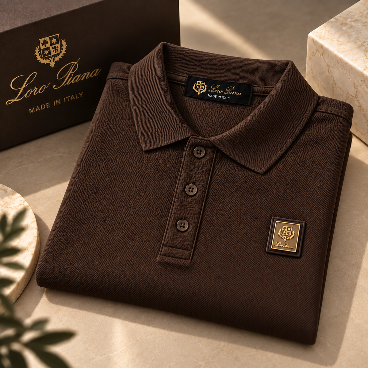 Loro Piana Ανδρική Polo Μπλούζα – Καφέ