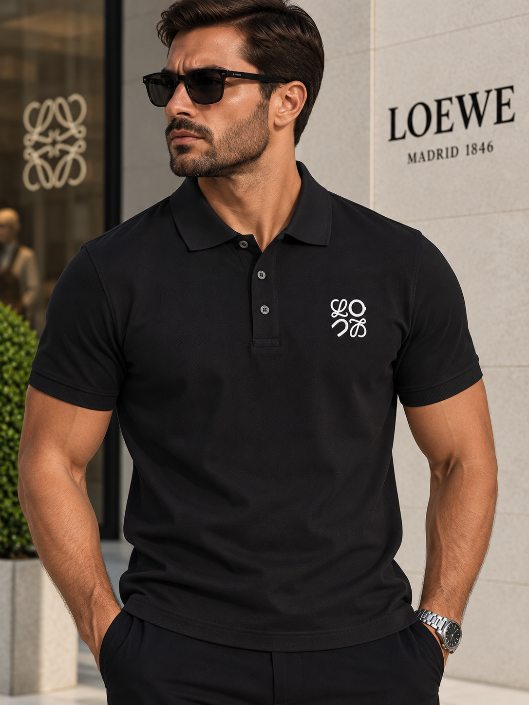 Loewe Ανδρική Polo Μπλούζα – Μαύρο με Logo