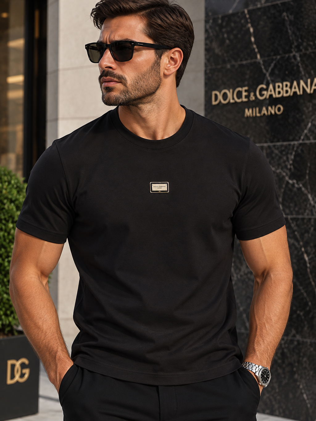 Dolce & Gabbana Logo Plaque T-Shirt – Μαύρο