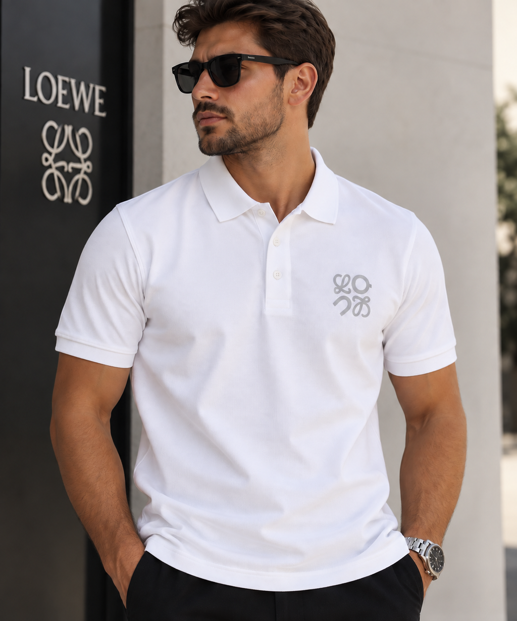 Loewe Ανδρική Polo Μπλούζα – Λευκή με Logo