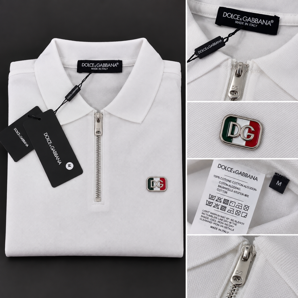 Dolce & Gabbana Ανδρική Polo Μπλούζα – Λευκή με DG Logo