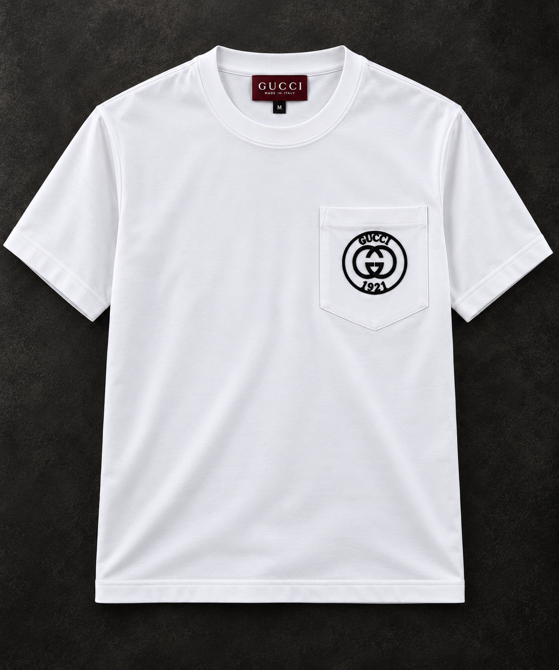 Gucci T-Shirt με Κεντημένο Logo & Τσέπη – Λευκό